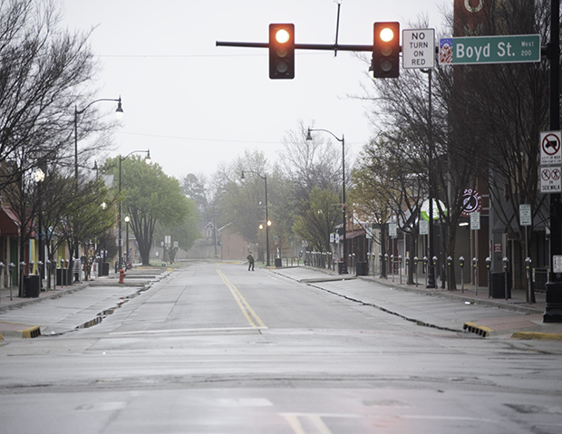 Campus Corner closed down during the coronavirus quarantine.